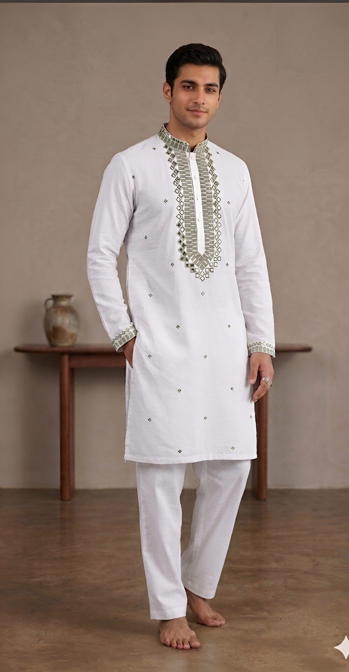 Luxury Armani  Kurta & Premium Mirror Work with korean pant