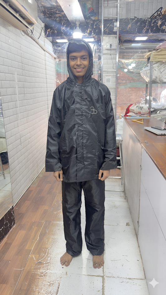 Premium Waterproof Raincoat for Men & Boys – Black