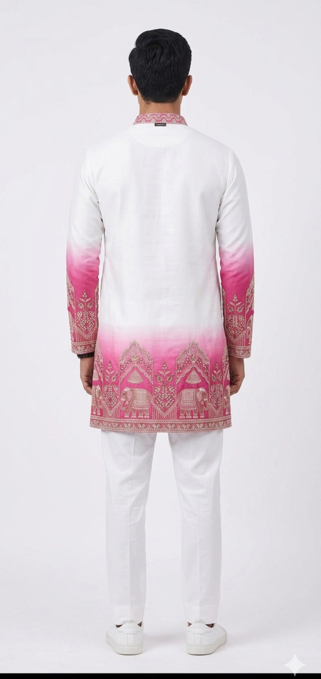 V-neck Short Kurta Traditional Elephant Embroidery