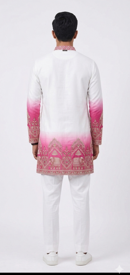 V-neck Short Kurta Traditional Elephant Embroidery