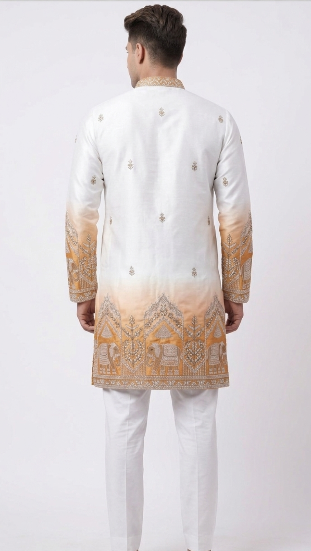 V-neck Short Kurta Traditional Elephant Embroidery