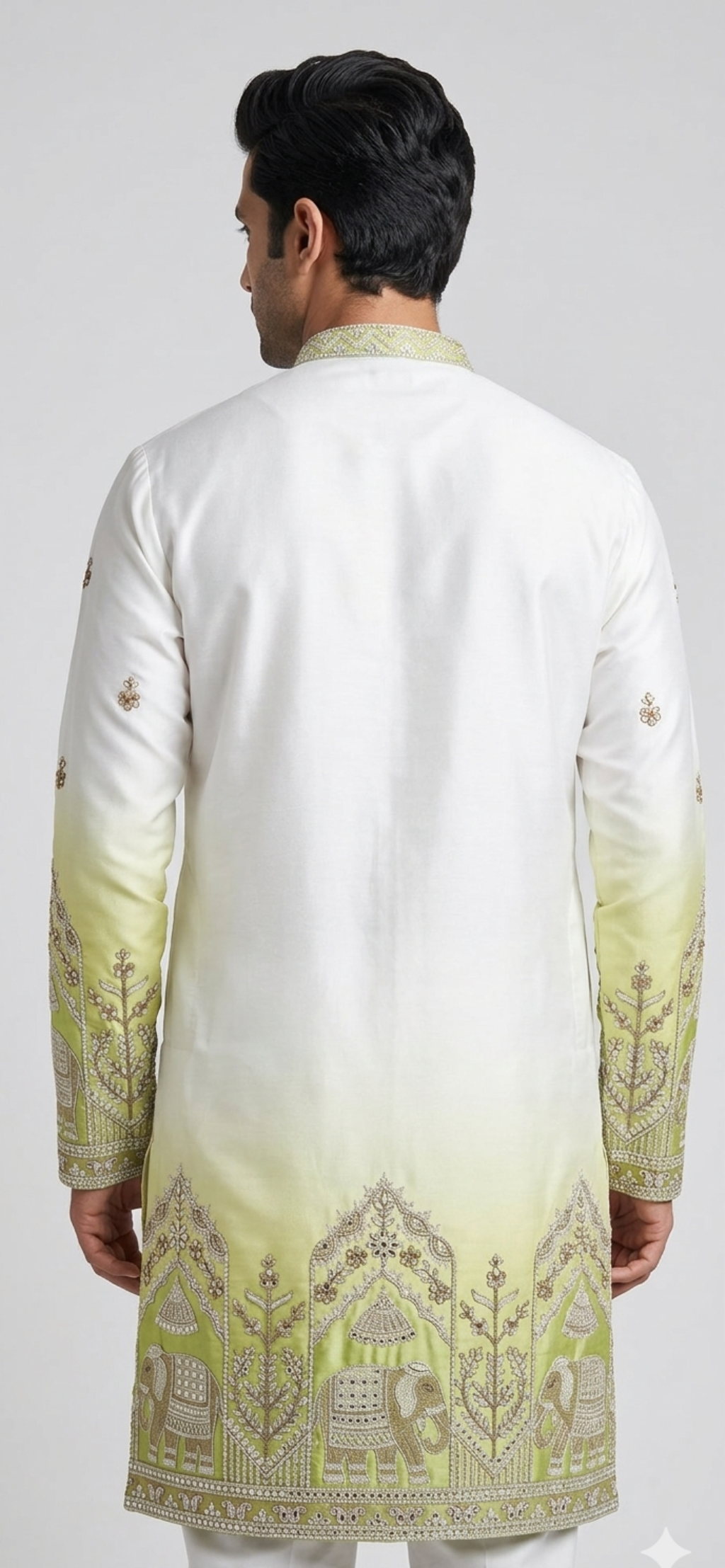 V-neck Short Kurta Traditional Elephant Embroidery