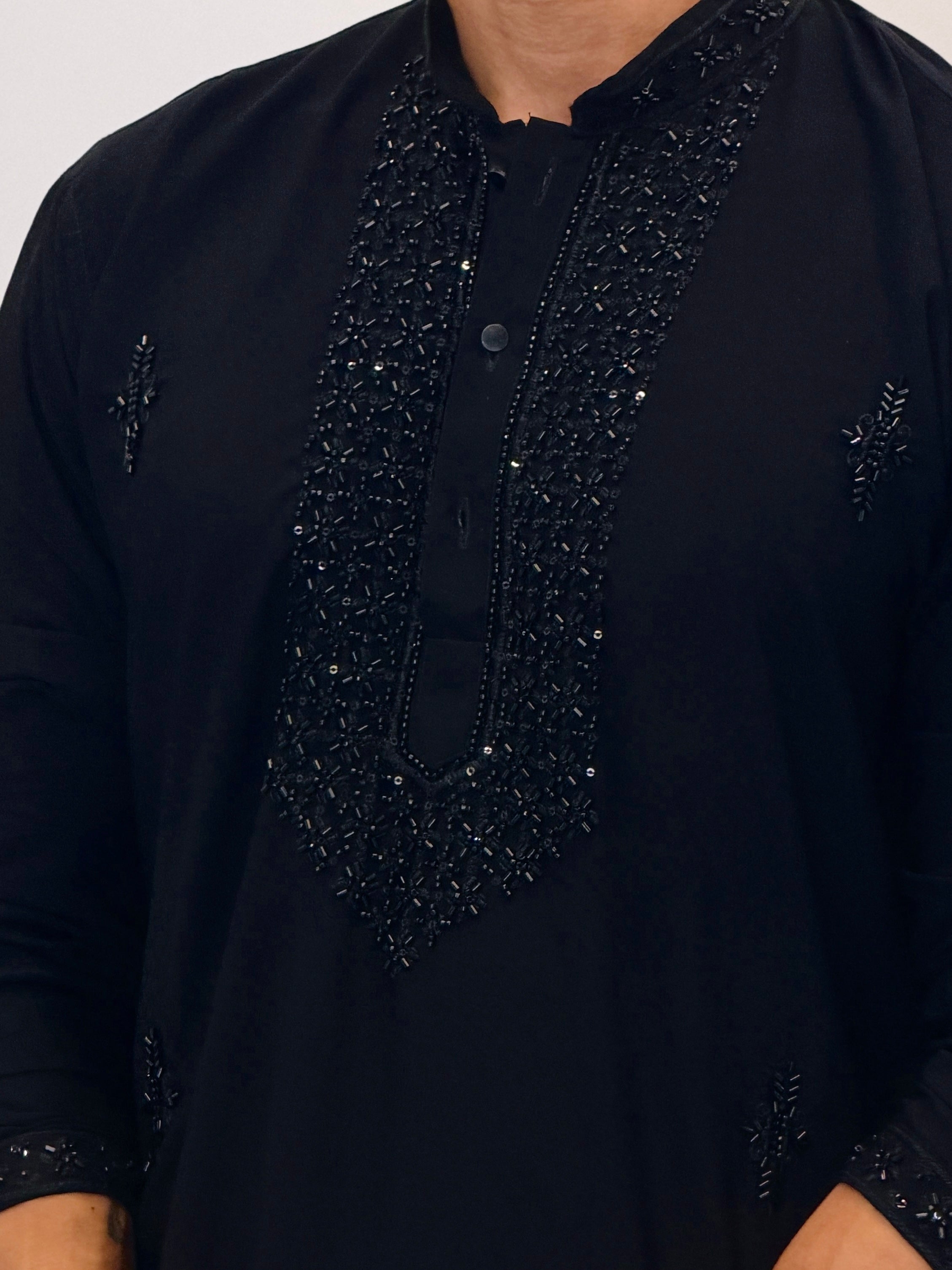 Black Lachka Aramani Kurta Beats Work
