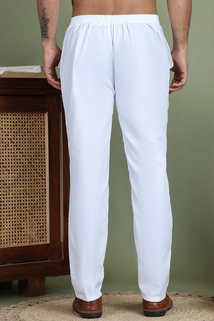 Men Regular White Straight Fit Pant