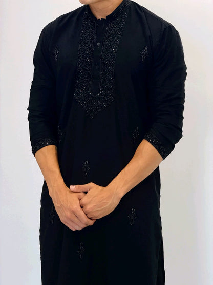 Premium Armani Fabric  Kurta with Handcrafted Beads Work With Armani boot cut pant