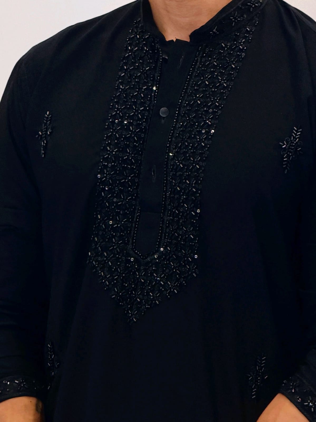 Premium Armani Fabric  Kurta with Handcrafted Beads Work With Armani boot cut pant