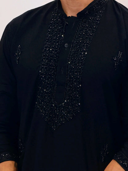 Premium Armani Fabric  Kurta with Handcrafted Beads Work With Armani boot cut pant