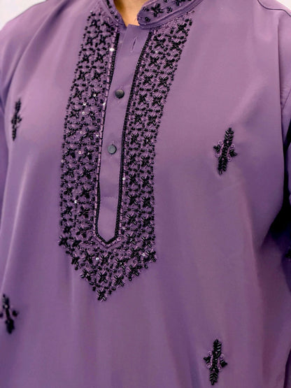 Premium Armani Fabric  Kurta with Handcrafted Beads Work With Armani boot cut pant