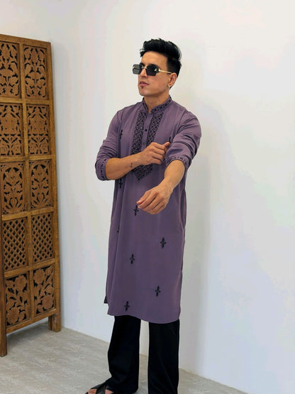 Premium Armani Fabric  Kurta with Handcrafted Beads Work With Armani boot cut pant