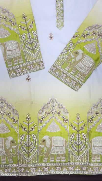 Designer Ombre Kurta with Traditional Elephant Embroidery