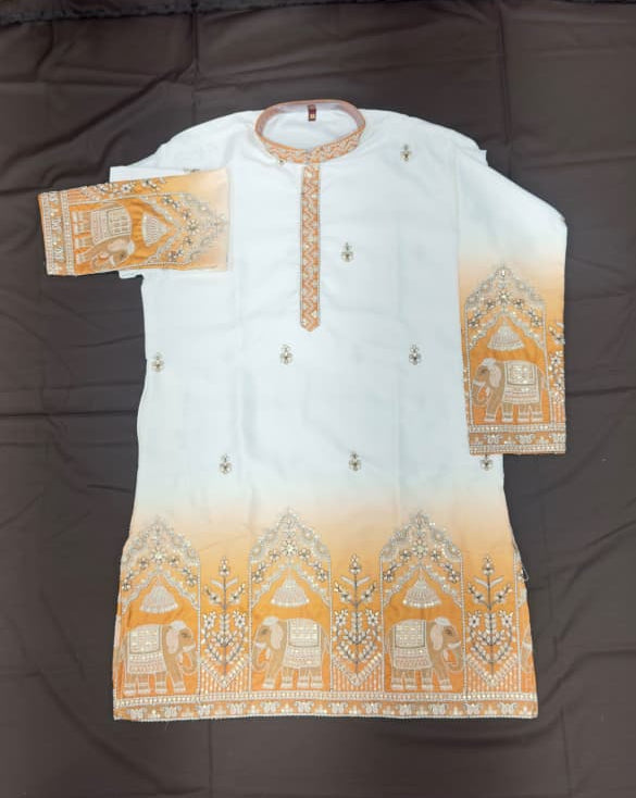 Designer Ombre Kurta with Traditional Elephant Embroidery