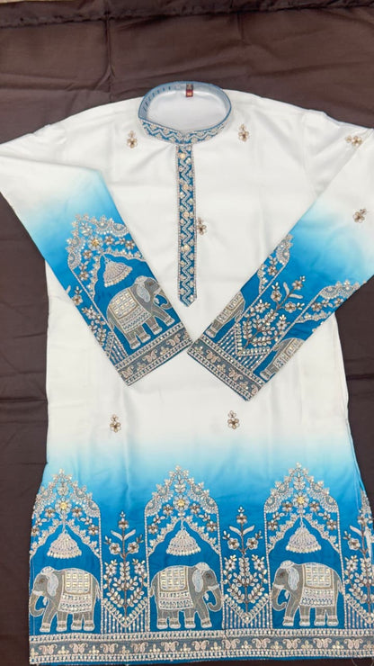 Designer Ombre Kurta with Traditional Elephant Embroidery