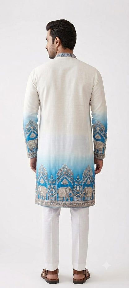 Designer Ombre Kurta with Traditional Elephant Embroidery