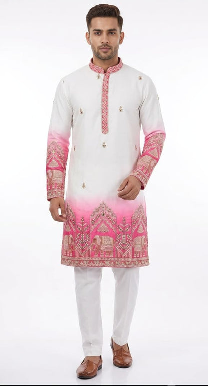 Designer Ombre Kurta with Traditional Elephant Embroidery