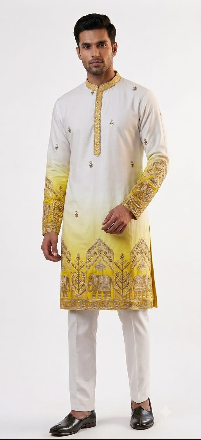Designer Ombre Kurta with Traditional Elephant Embroidery