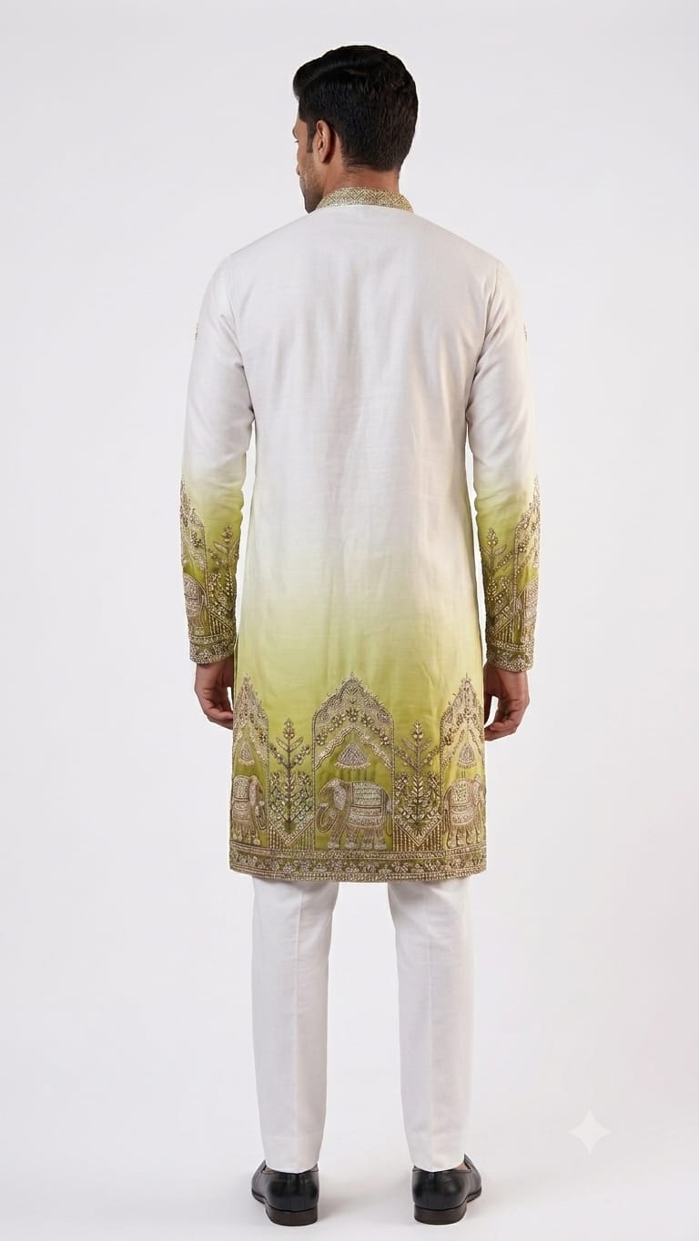 Designer Ombre Kurta with Traditional Elephant Embroidery