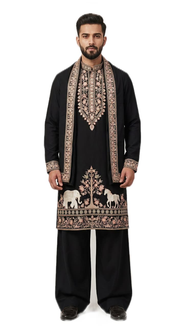 Viral Elvish Yadav 3-Piece Kurta Set with Shall