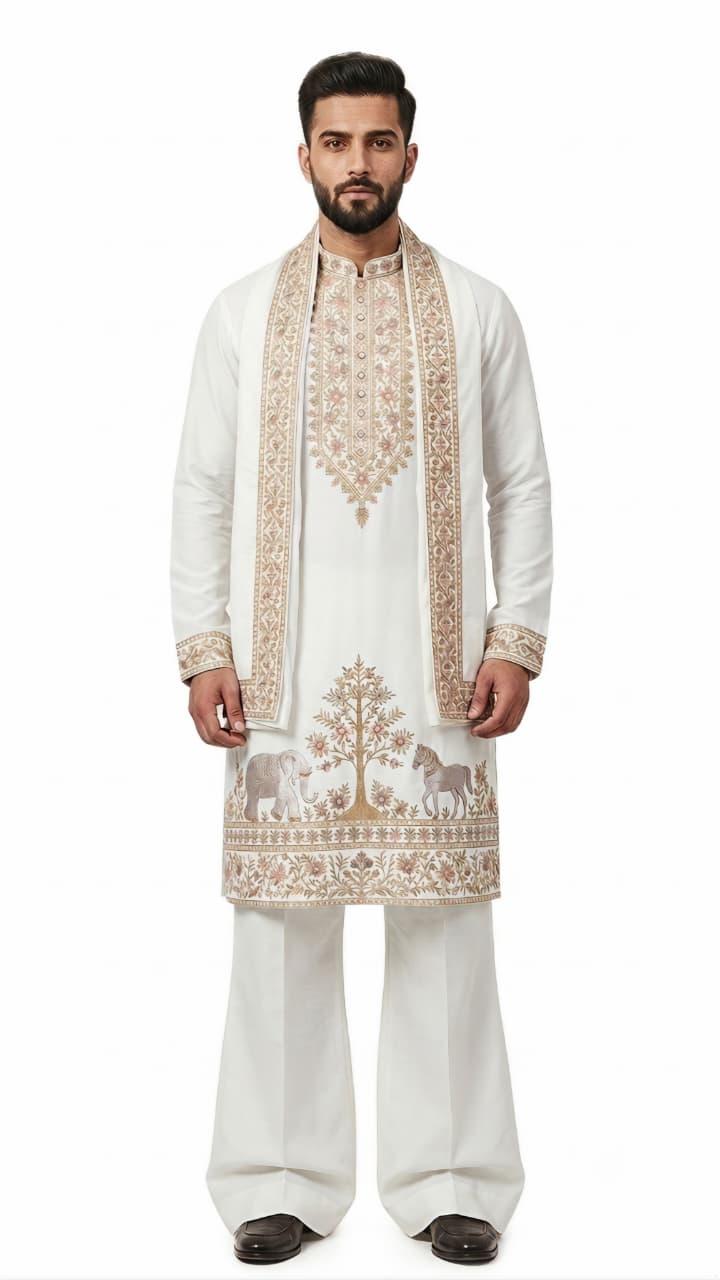Viral Elvish Yadav 3-Piece Kurta Set with Shall