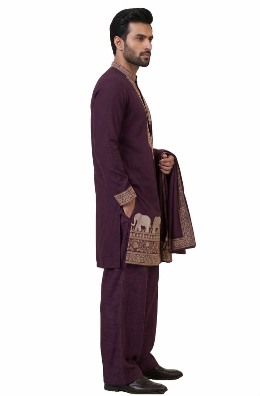 Viral Elvish Yadav 3-Piece Kurta Set with Shall