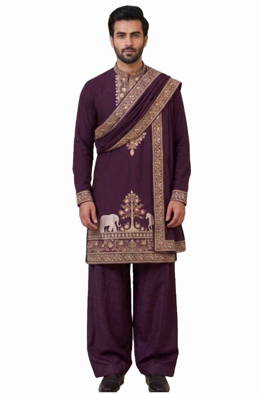Viral Elvish Yadav 3-Piece Kurta Set with Shall