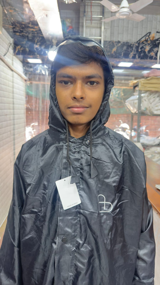 Premium Waterproof Raincoat for Men & Boys – Black