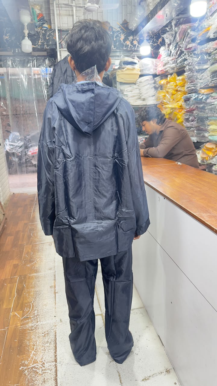 Premium Waterproof Raincoat for Men & Boys – Black