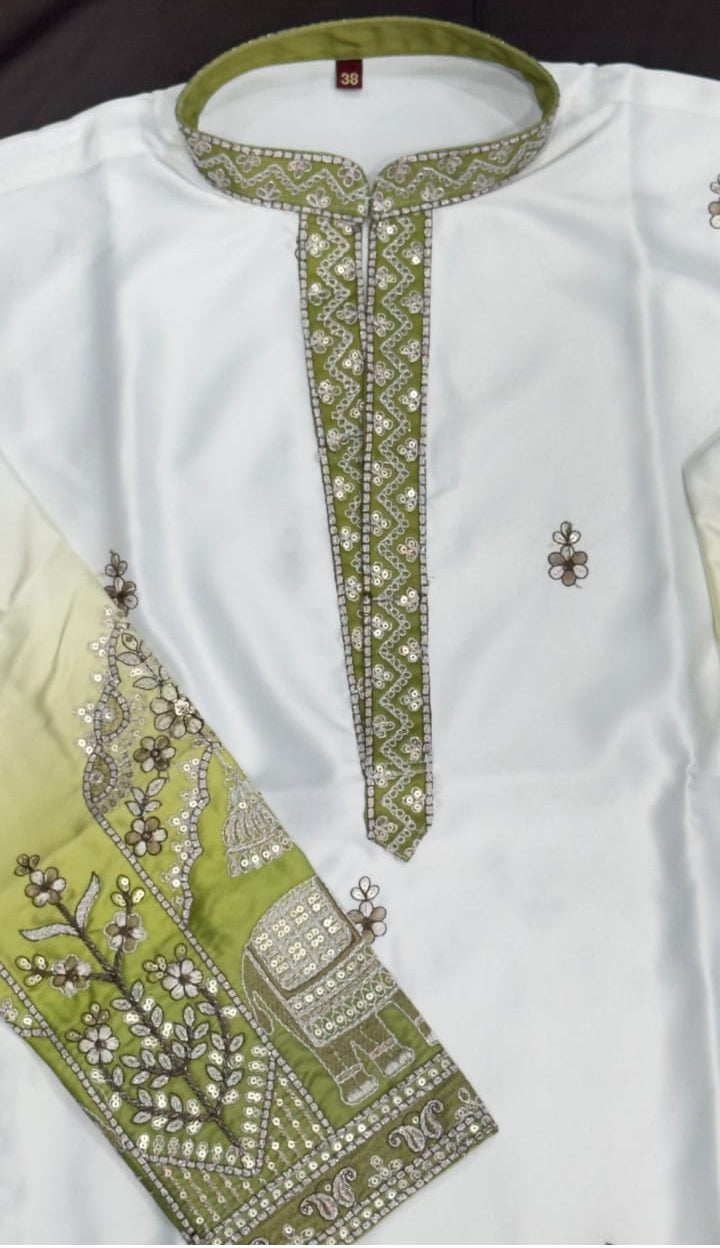 V-neck Short Kurta Traditional Elephant Embroidery