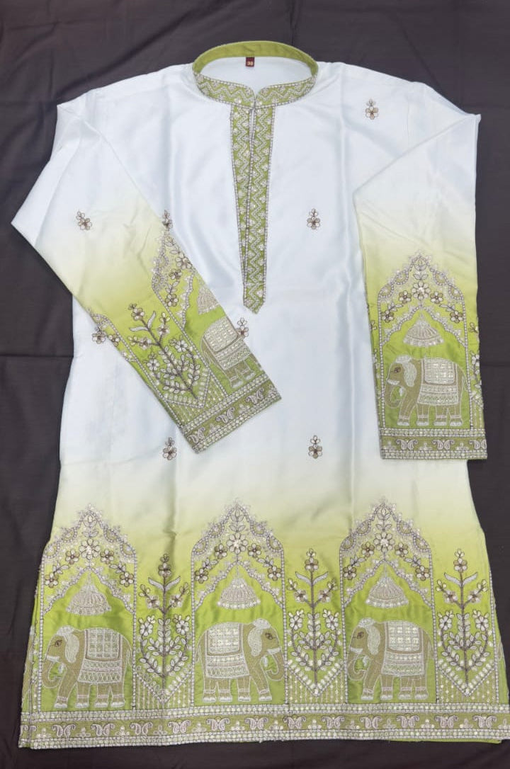 V-neck Short Kurta Traditional Elephant Embroidery