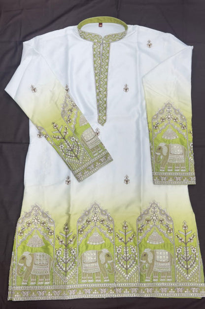 V-neck Short Kurta Traditional Elephant Embroidery