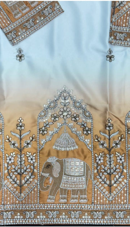 V-neck Short Kurta Traditional Elephant Embroidery