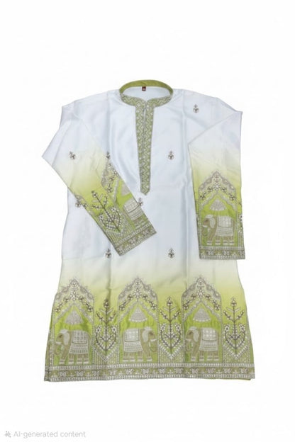 V-neck Short Kurta Traditional Elephant Embroidery