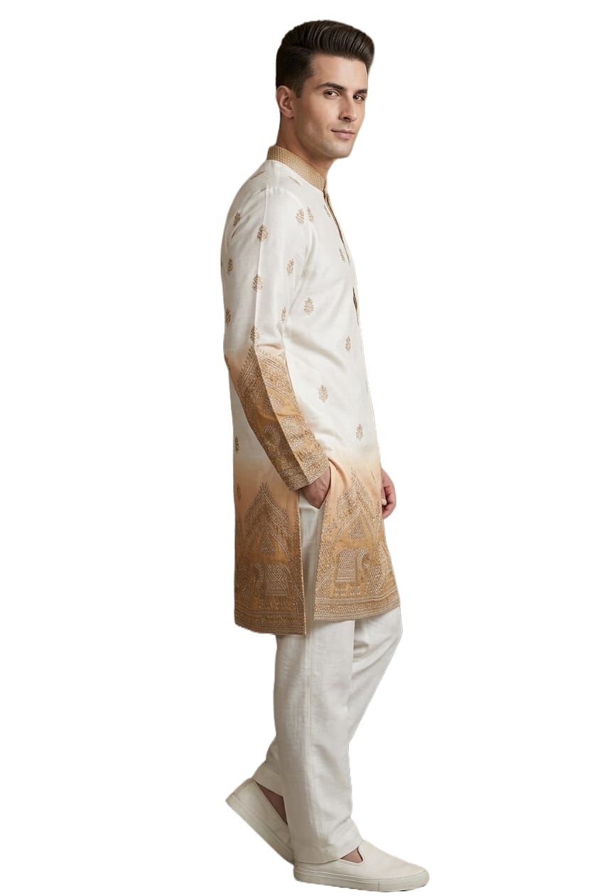 V-neck Short Kurta Traditional Elephant Embroidery