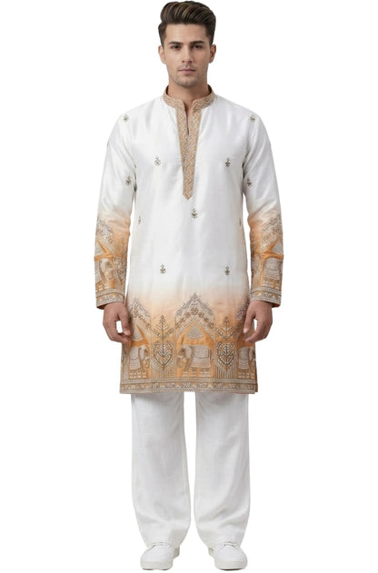V-neck Short Kurta Traditional Elephant Embroidery