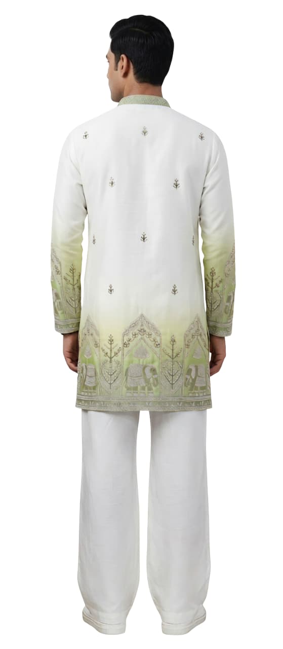 V-neck Short Kurta Traditional Elephant Embroidery