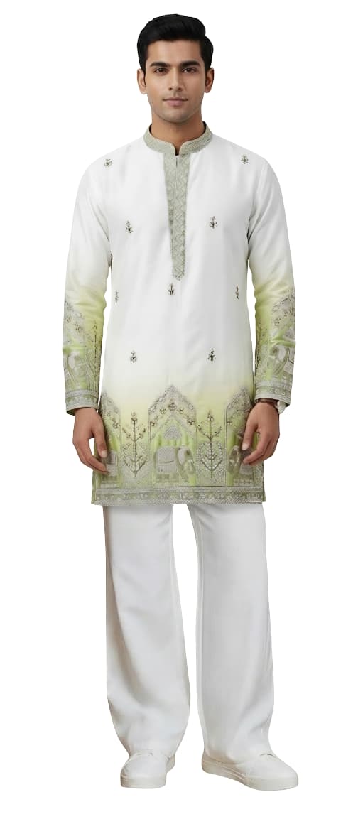 V-neck Short Kurta Traditional Elephant Embroidery