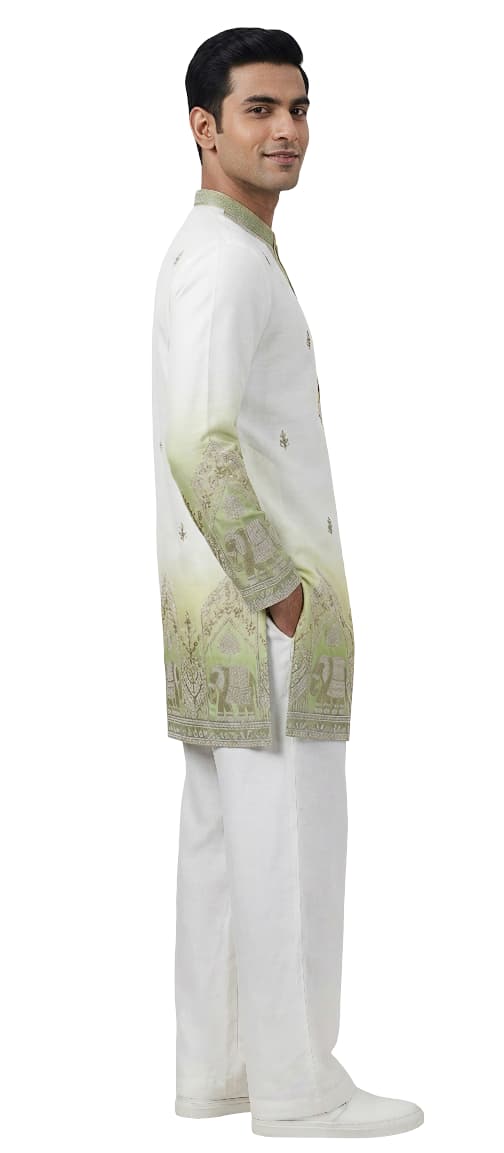 V-neck Short Kurta Traditional Elephant Embroidery