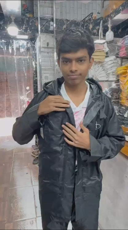 Premium Waterproof Raincoat for Men & Boys – Black